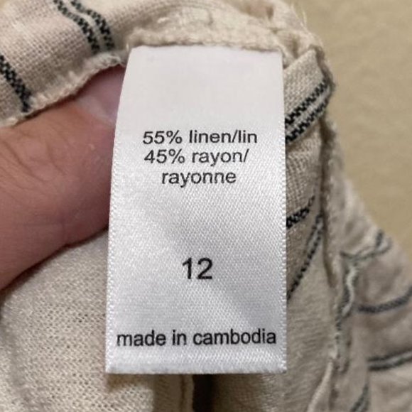 Maurices Womens Beige Striped Belted Button Front Linen Blend Mini Skirt Size 12 - Picture 4 of 5